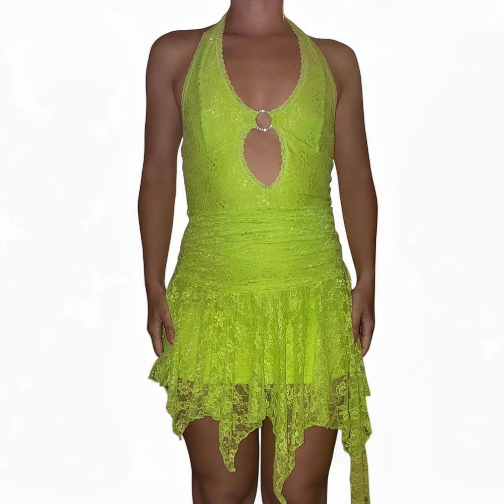 Horoscopes x Dolls Kill Neon Green Lace Fairy Dress Size M